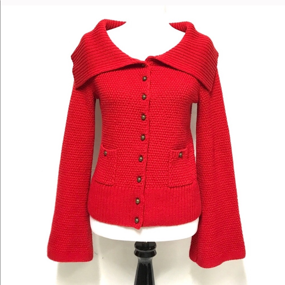 Anthropologie Red Laureate Vintage Pinup Cardigan